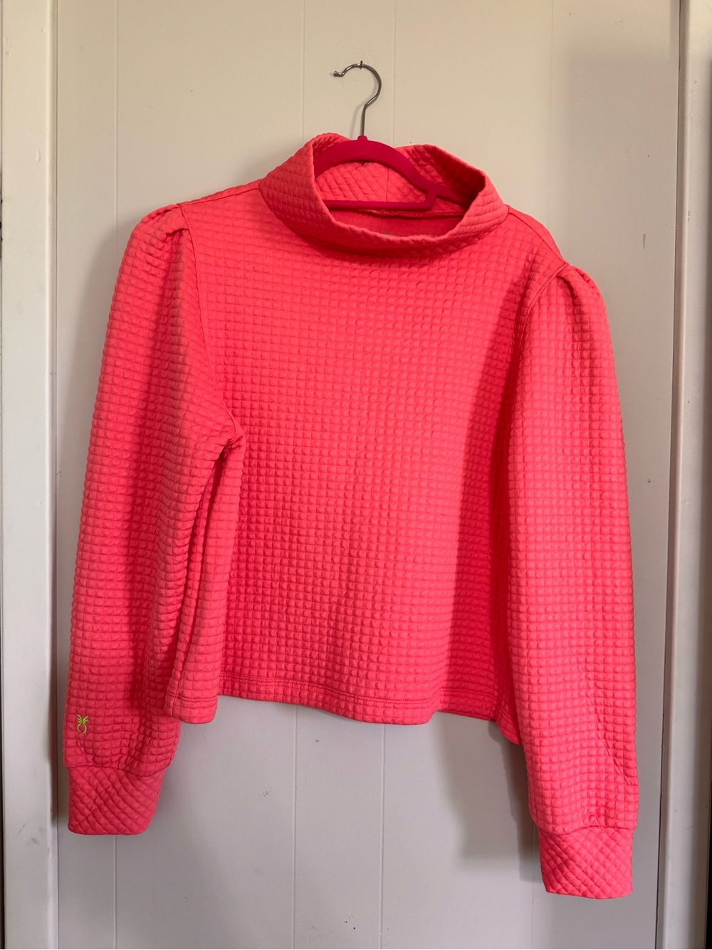 Women's Pink Waffle Funnel Neck Sweater
